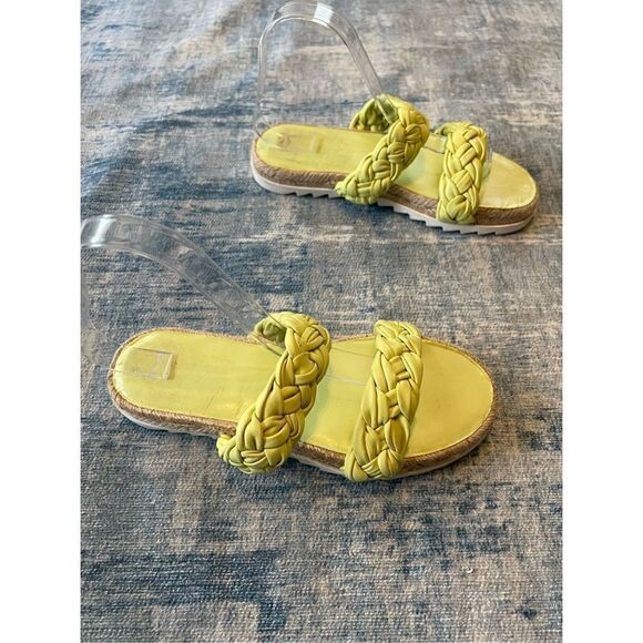 Marc Fisher Jaime Lime Green Flat Espadrille Slip On Sandal Size 7 - Picture 1 of 6